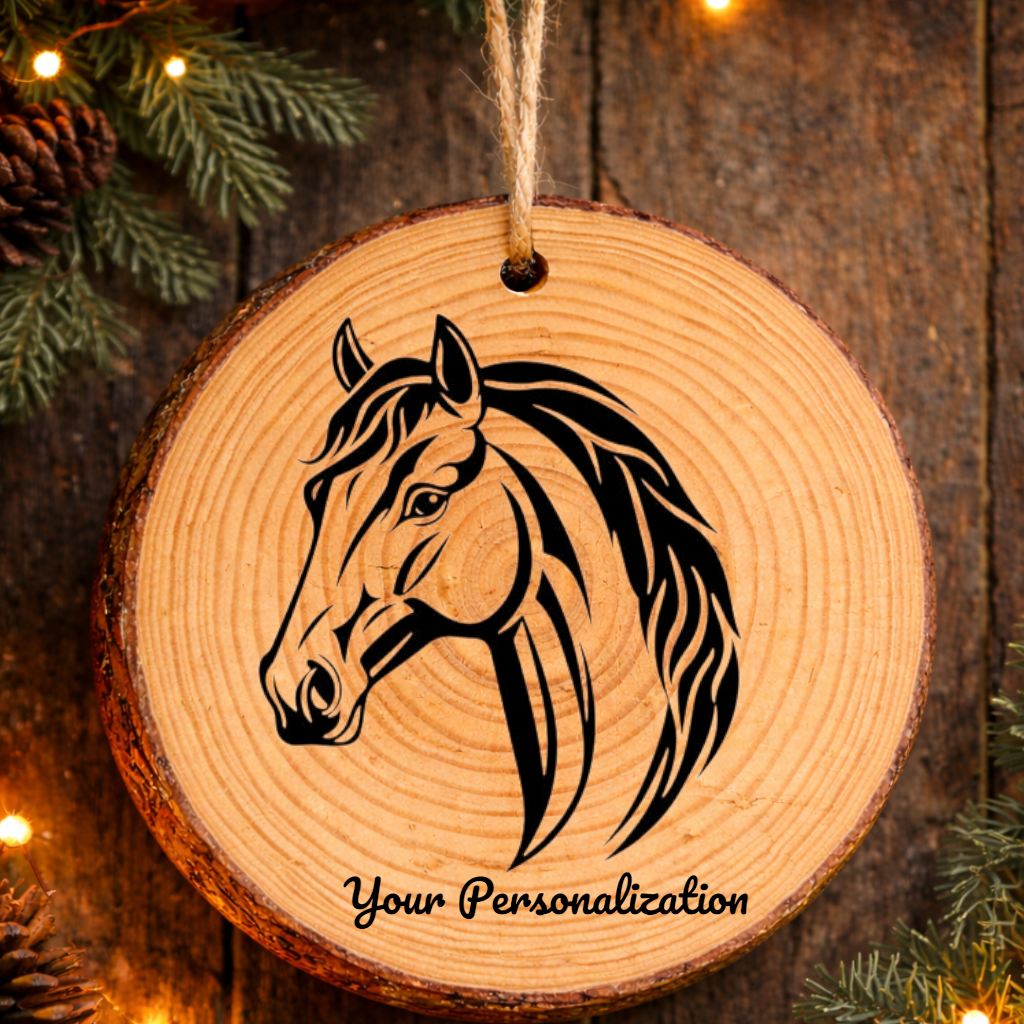 Horse Image #264 Rustic Pine Ornament