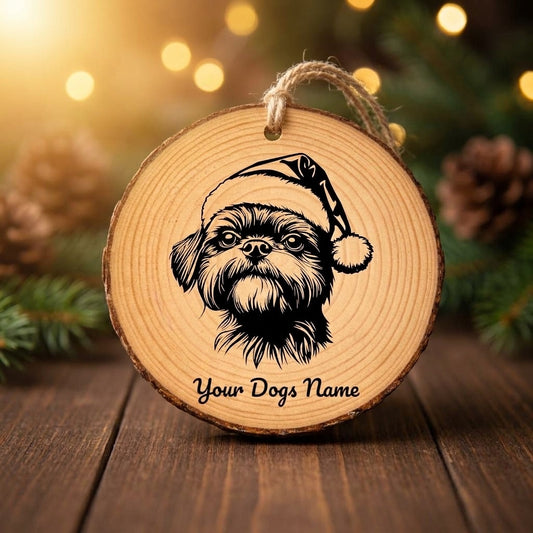 Affenpinscher Santa Hat Dog Rustic Pine Christmas Ornament