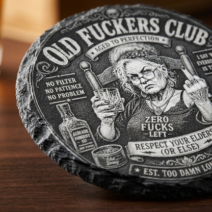 Old F-Club Female Slate Drink Coasters - Set of 4