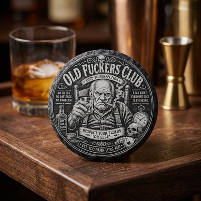 Old F-Club Male Slate Drink Coasters - Set of 4
