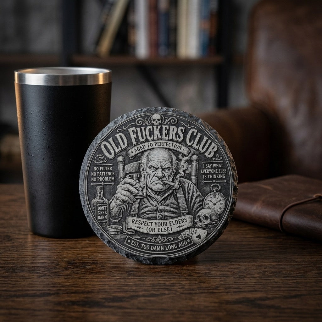 Old F-Club Male Slate Drink Coasters - Set of 4