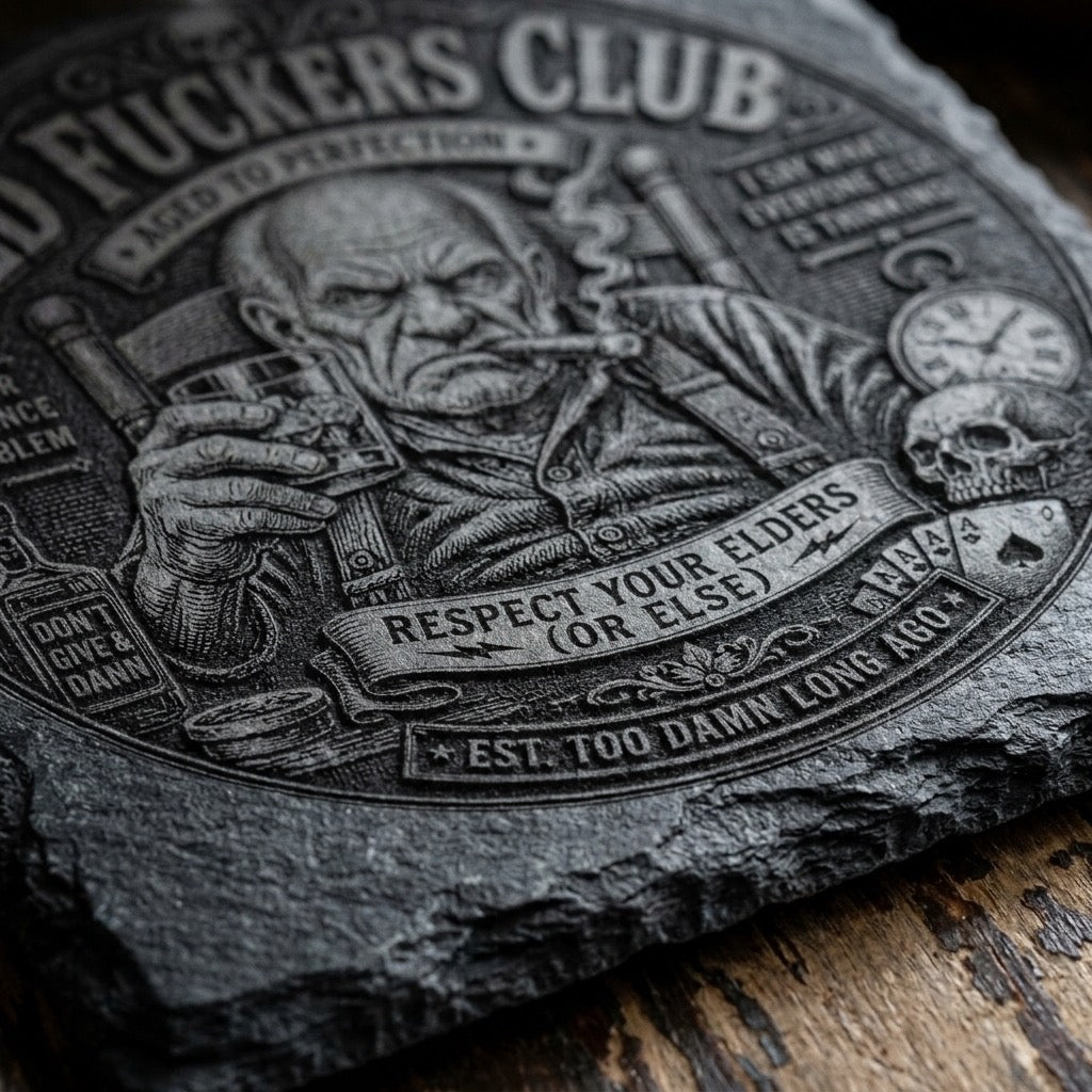 Old F-Club Male Slate Drink Coasters - Set of 4