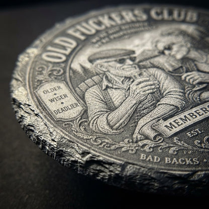 Old F-Club Couple Slate Drink Coasters - Set of 4