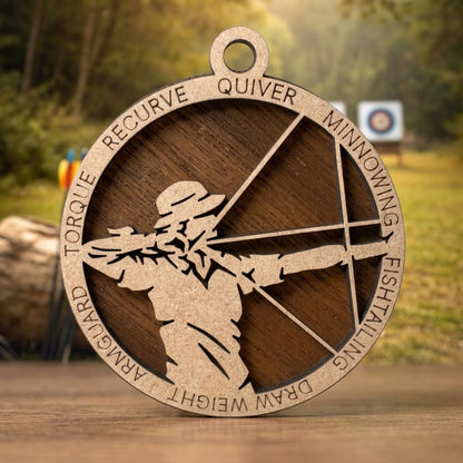 Archery Sports Layered Ornament - Male or Female Versions Available