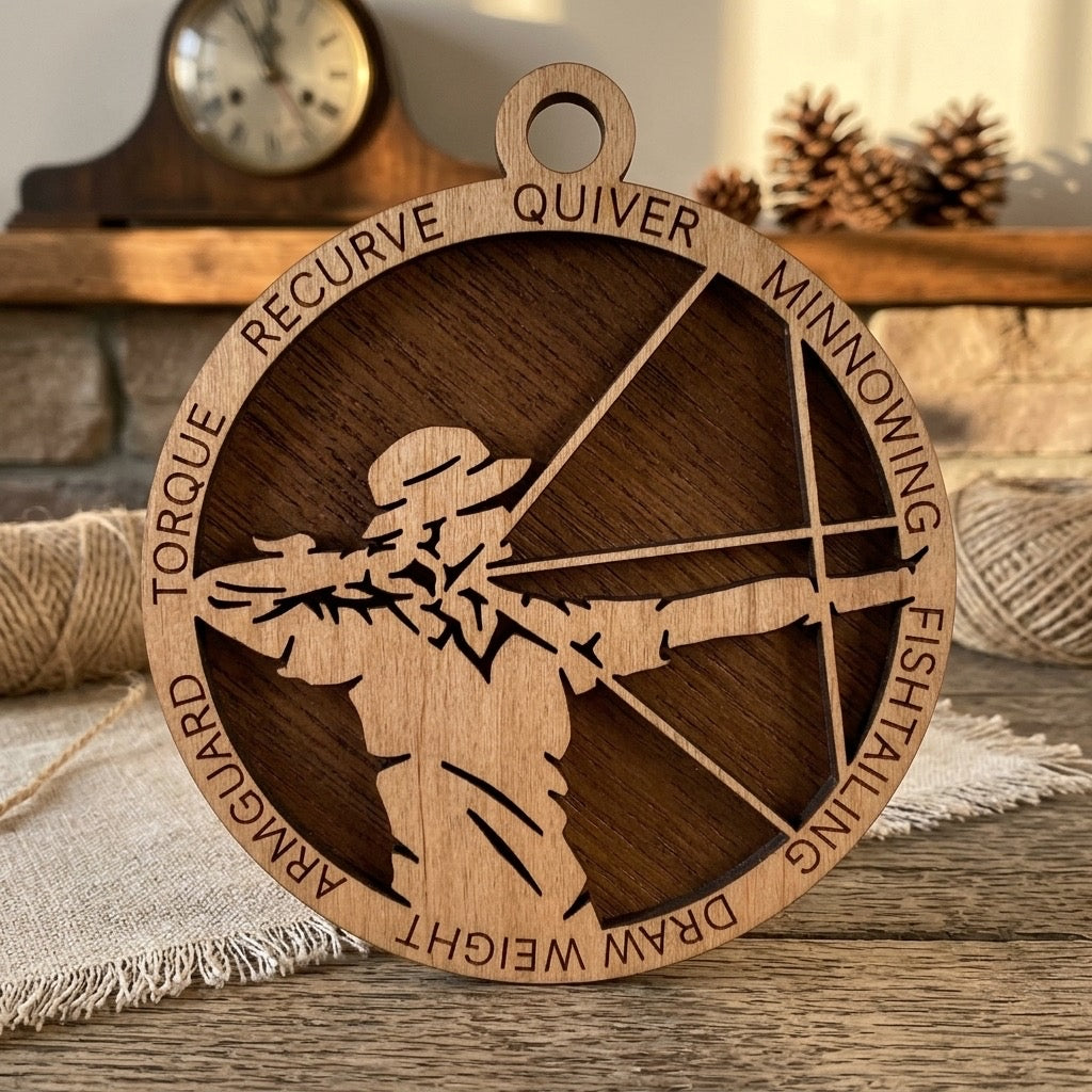 Archery Sports Layered Ornament - Male or Female Versions Available