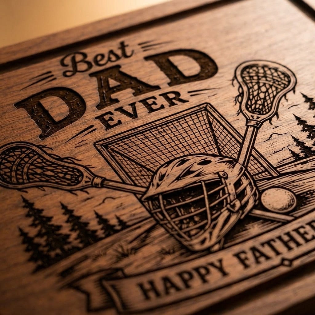 Best Dad Fathers Day Lacrosse Theme Cutting Board