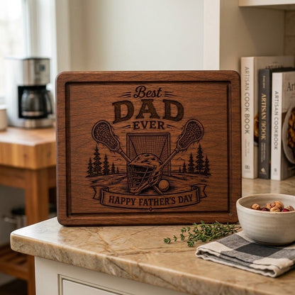 Best Dad Fathers Day Lacrosse Theme Cutting Board