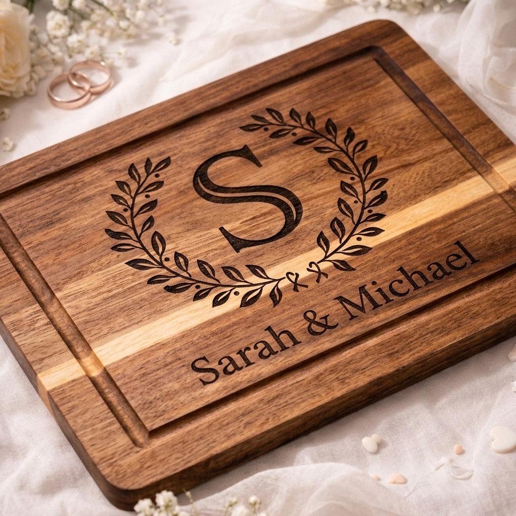 Laurel Wreath Personalized Cutting Board