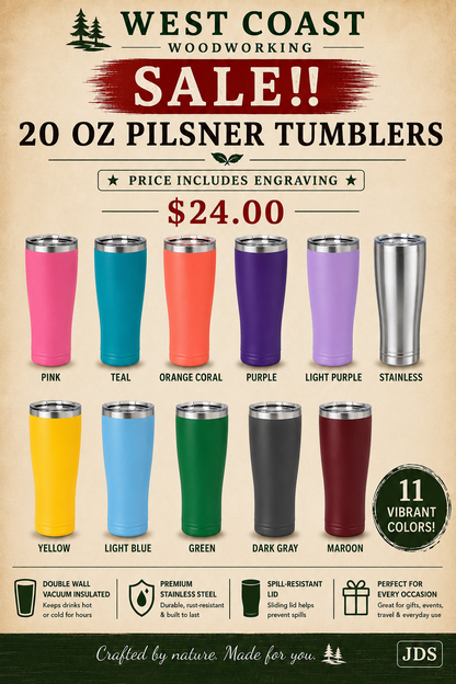 Engraved 20oz Pilsner Tumbler
