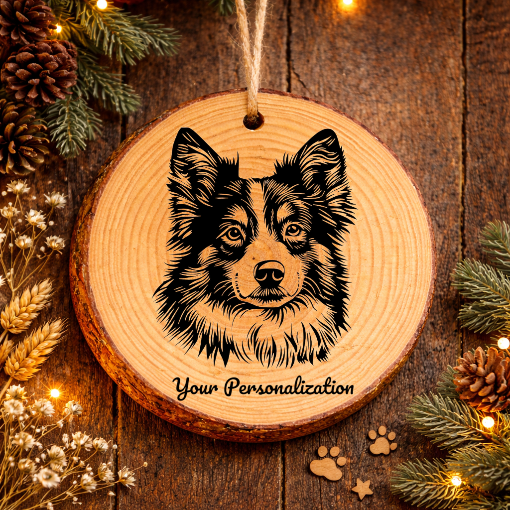 Icelandic Sheepdog Dog Ornament – Rustic Wooden Keepsake