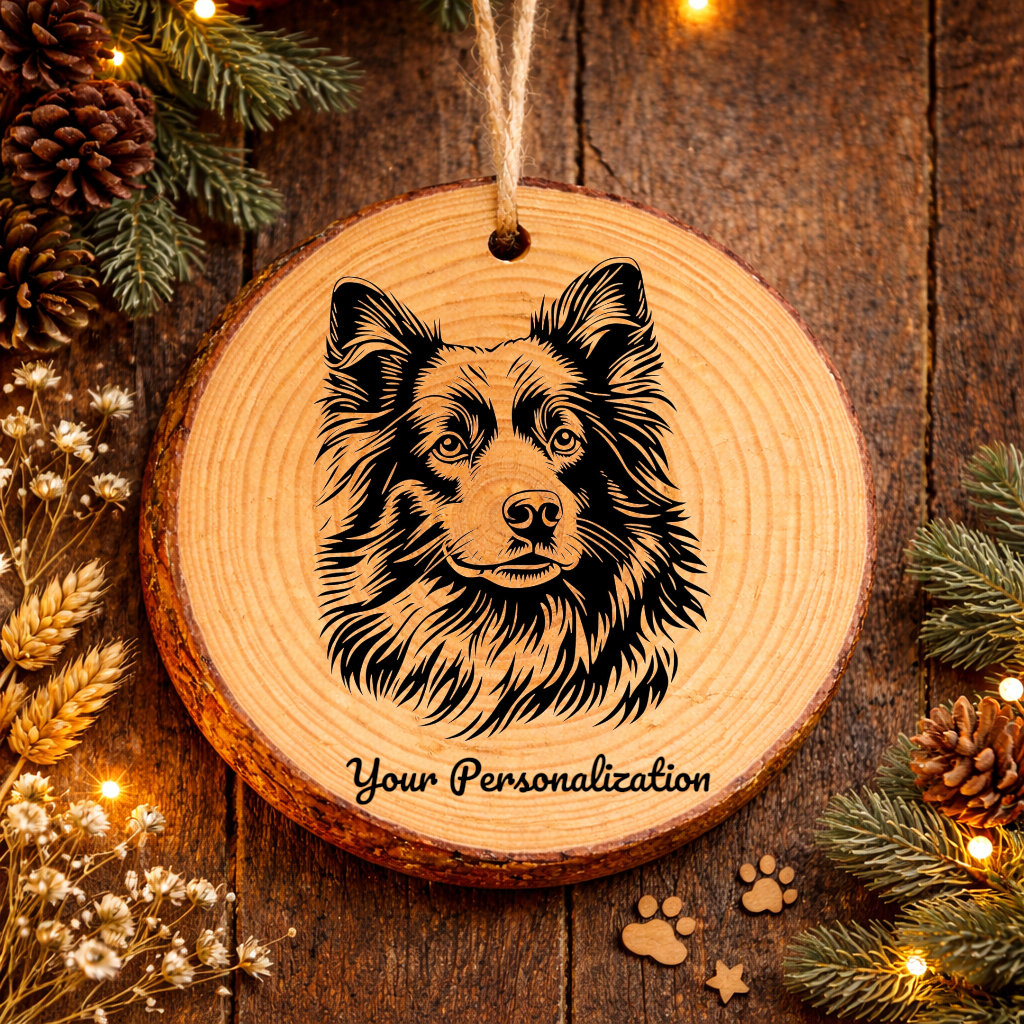Icelandic Sheepdog Dog Ornament – Rustic Wooden Keepsake