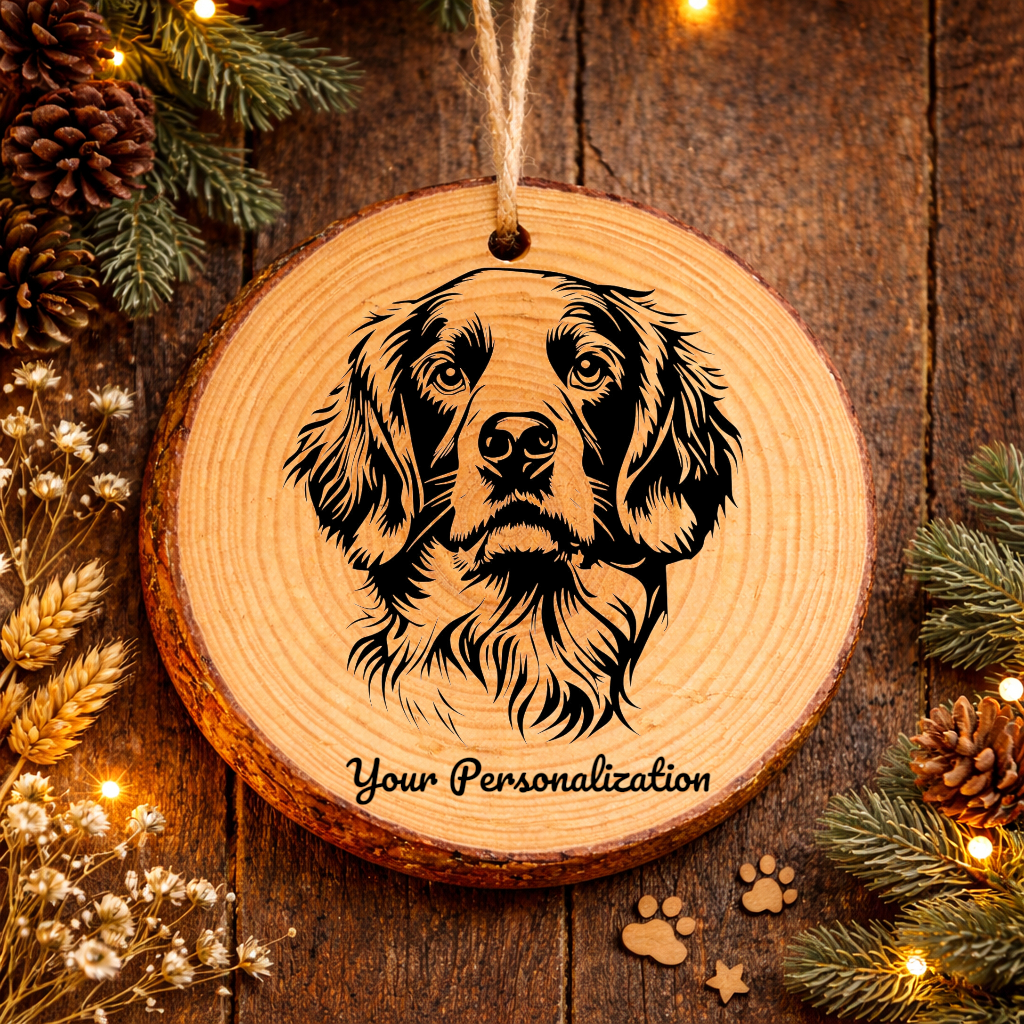 Irish Red and White Setter Dog Ornament – Rustic Wooden Keepsake