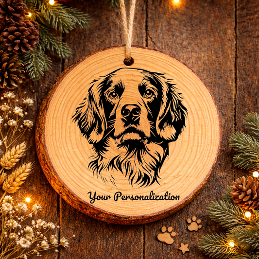 Irish Red and White Setter Dog Ornament – Rustic Wooden Keepsake