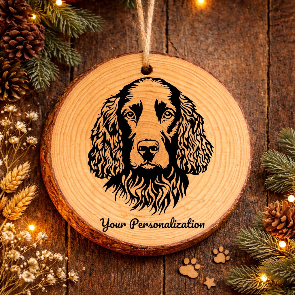 Irish Water Spaniel Dog Ornament – Rustic Wooden Keepsake