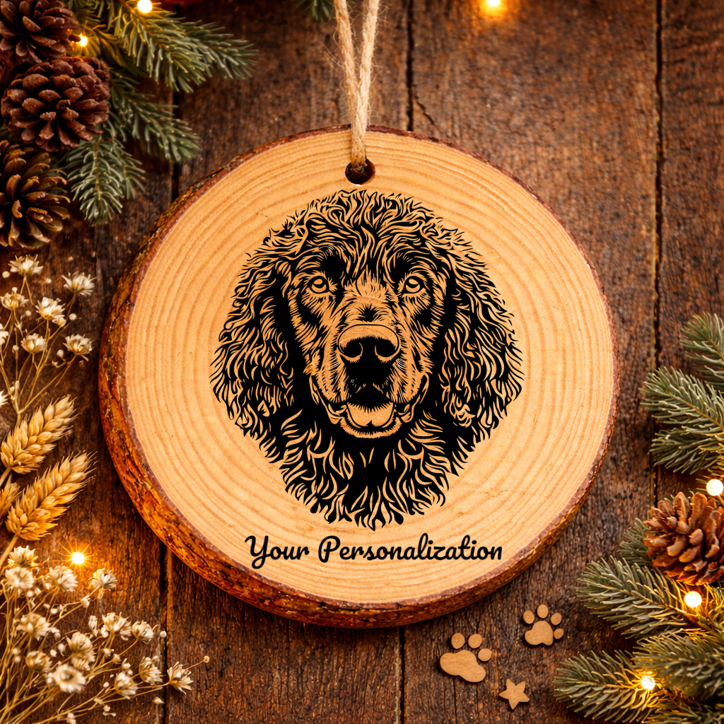 Irish Water Spaniel Dog Ornament – Rustic Wooden Keepsake