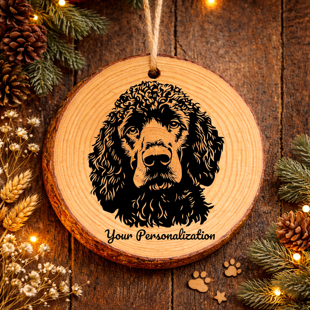Irish Water Spaniel Dog Ornament – Rustic Wooden Keepsake