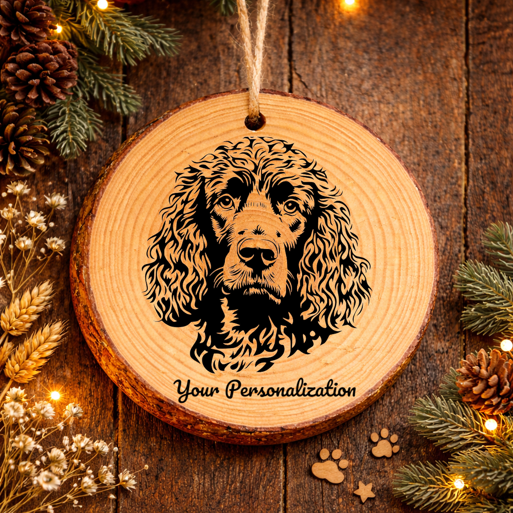 Irish Water Spaniel Dog Ornament – Rustic Wooden Keepsake