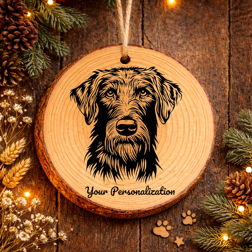 Irish Wolfhound Dog Ornament – Rustic Wooden Keepsake