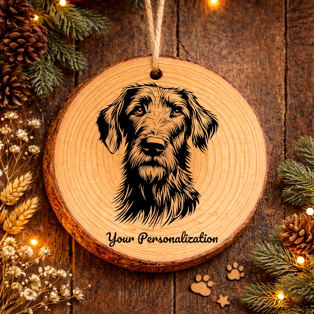 Irish Wolfhound Dog Ornament – Rustic Wooden Keepsake
