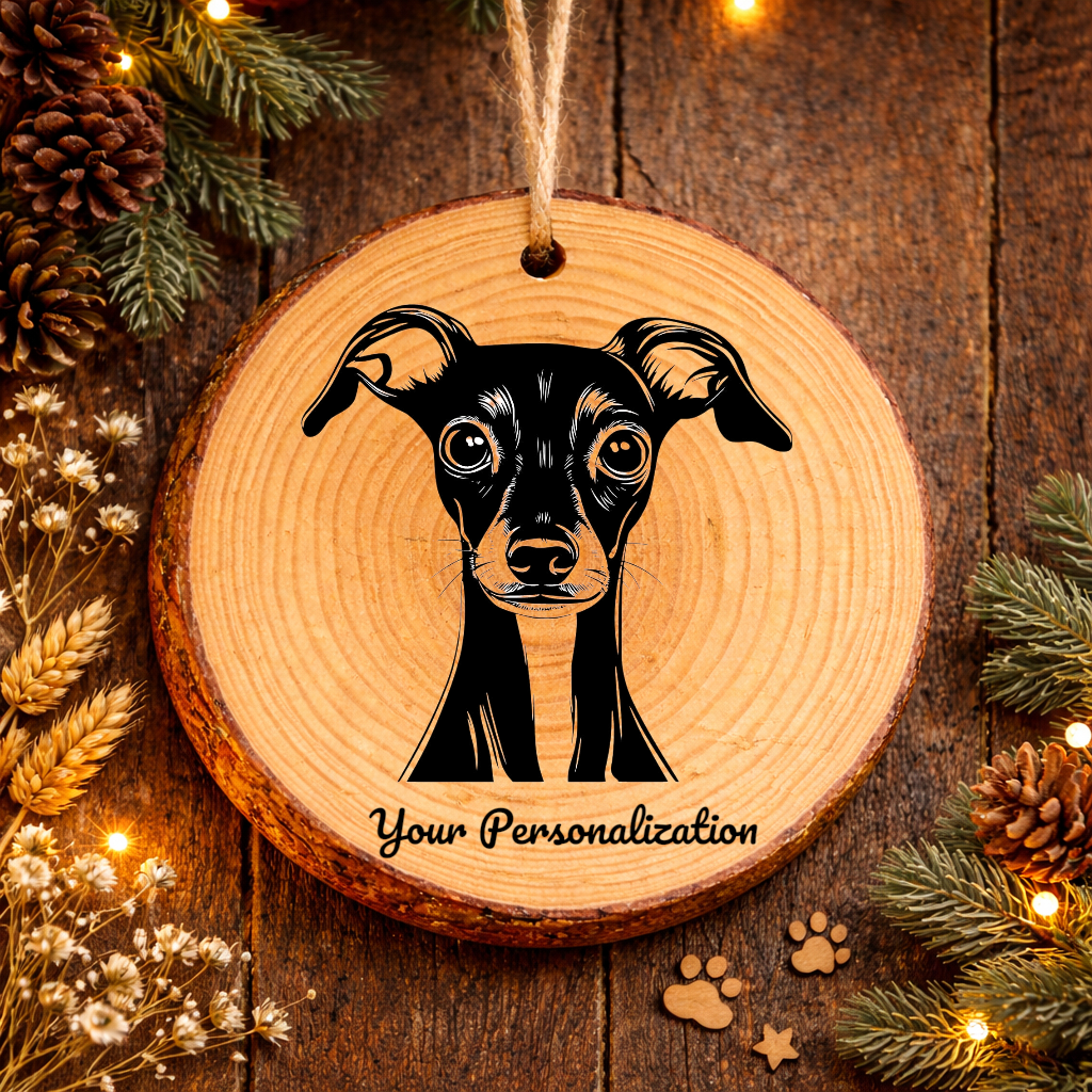 Italian Greyhound Dog Ornament – Rustic Wooden Keepsake
