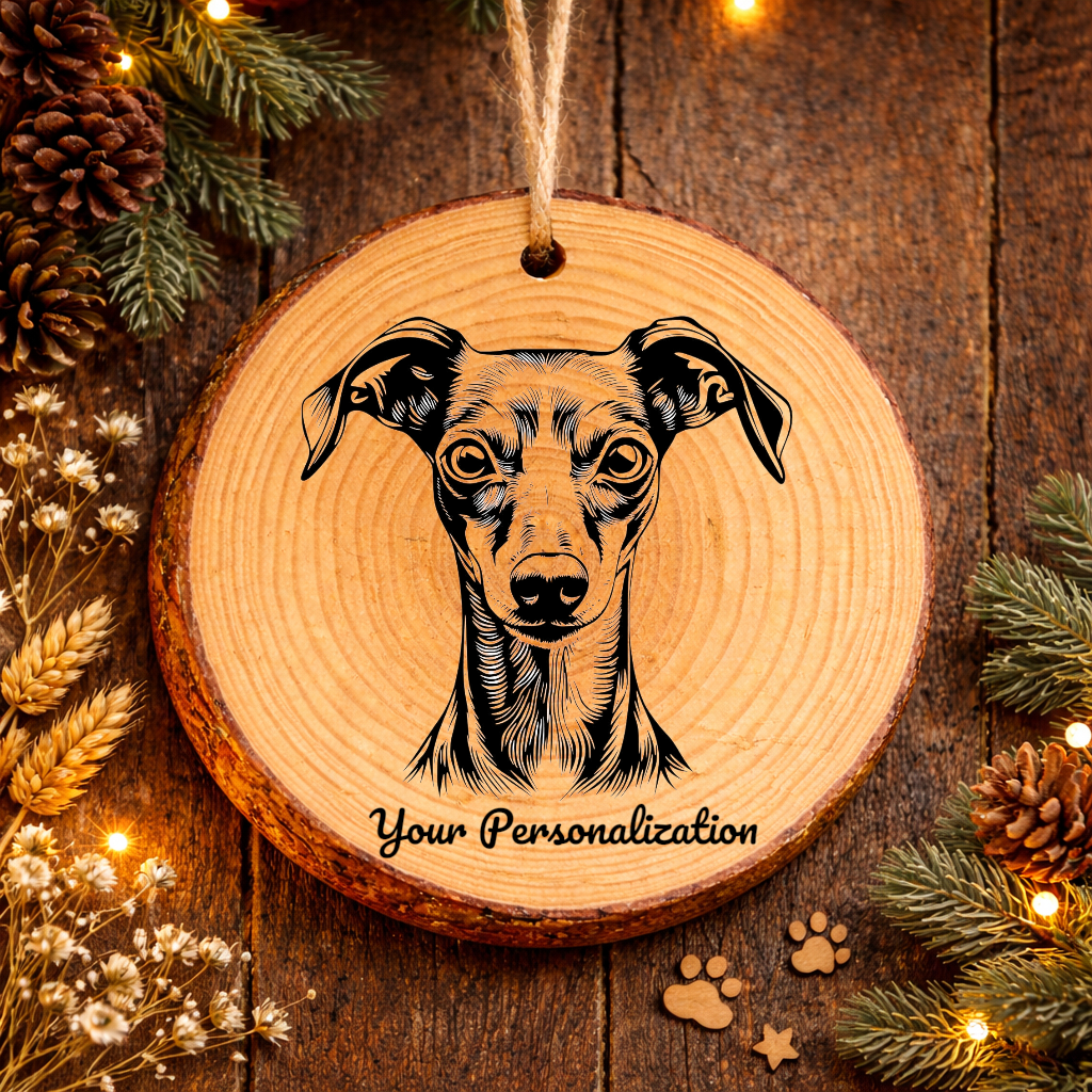 Italian Greyhound Dog Ornament – Rustic Wooden Keepsake
