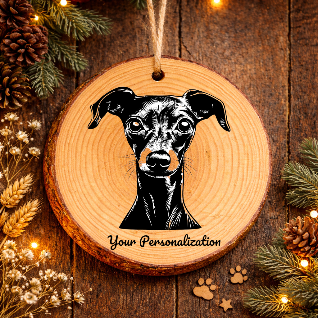 Italian Greyhound Dog Ornament – Rustic Wooden Keepsake
