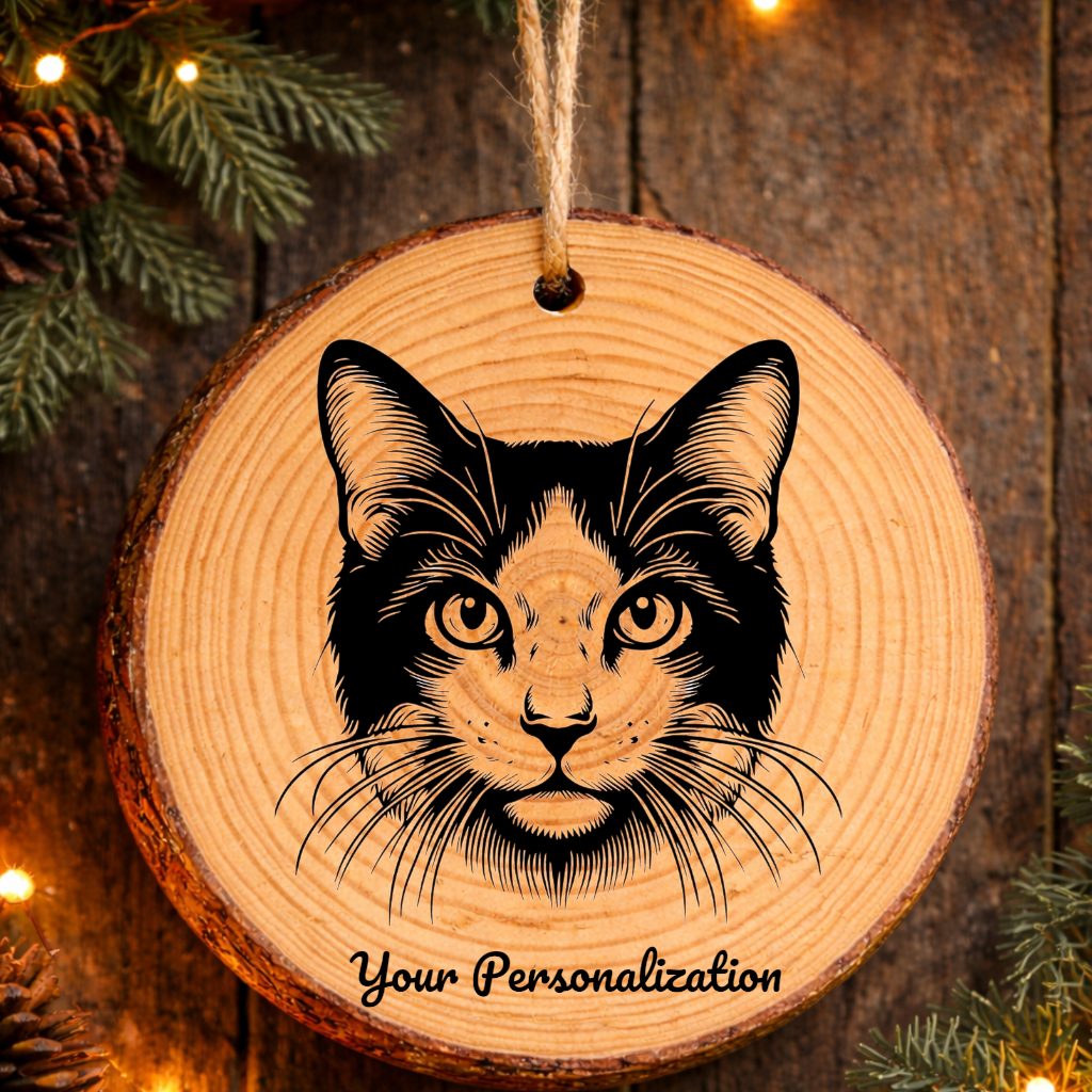 Japanese Bobtail Cat Rustic Pine Wooden Round Ornament