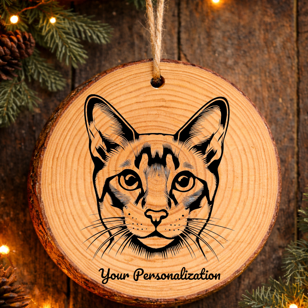 Japanese Bobtail Cat Rustic Pine Wooden Round Ornament