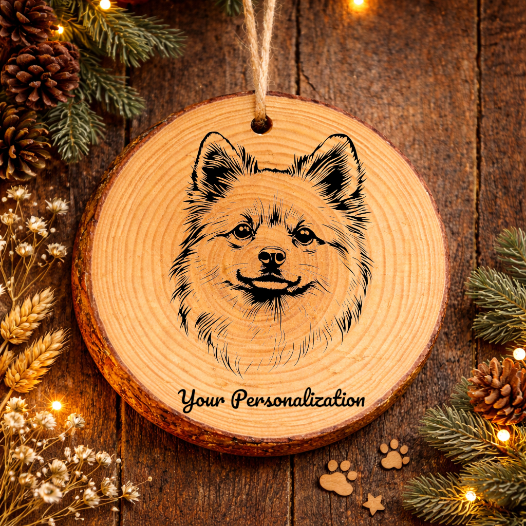 Japanese Spitz Dog Ornament – Rustic Wooden Keepsake