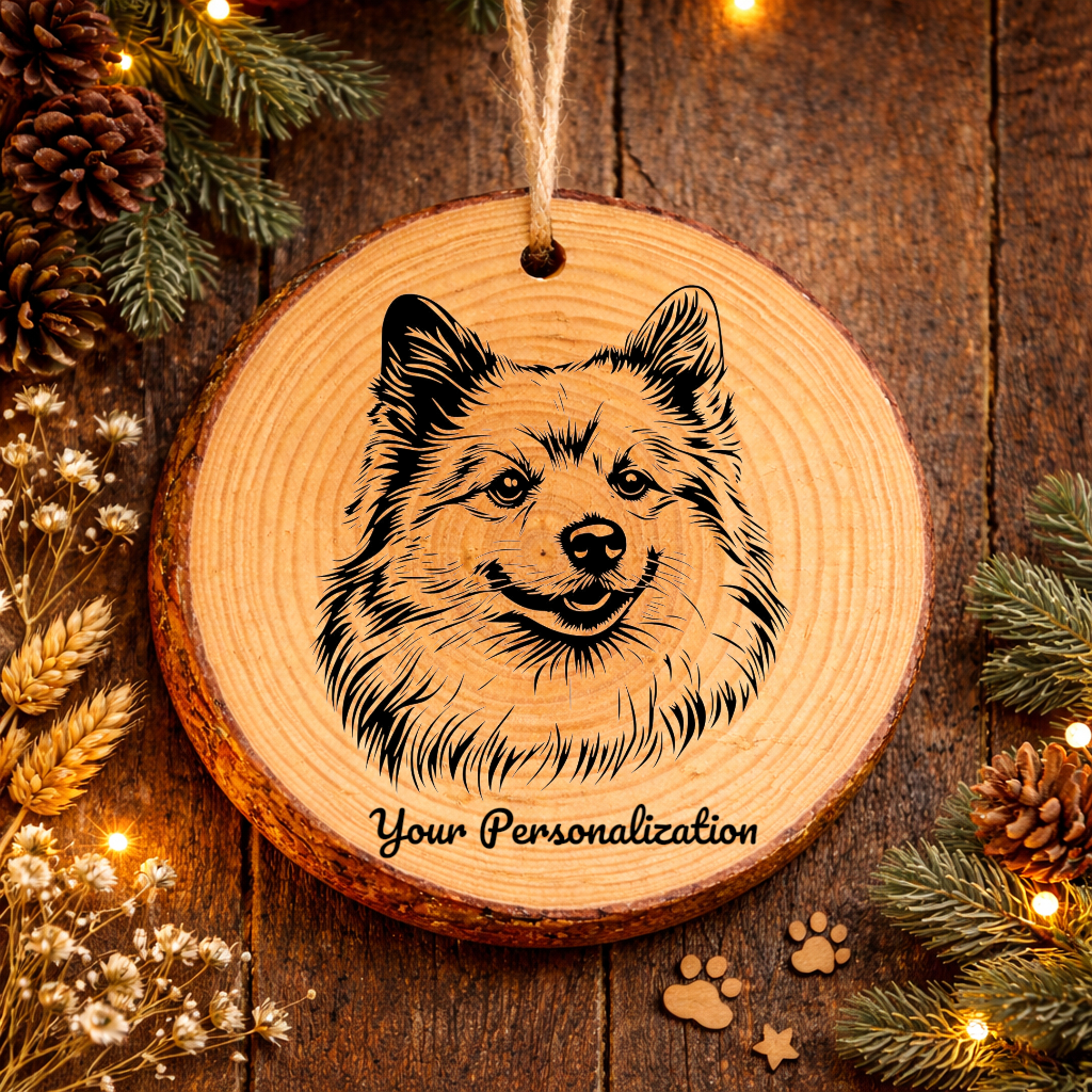 Japanese Spitz Dog Ornament – Rustic Wooden Keepsake