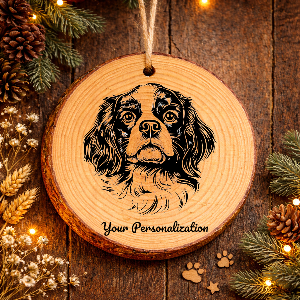 King Charles Spaniel Dog Ornament – Rustic Wooden Keepsake