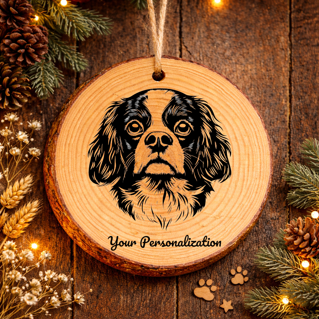 King Charles Spaniel Dog Ornament – Rustic Wooden Keepsake