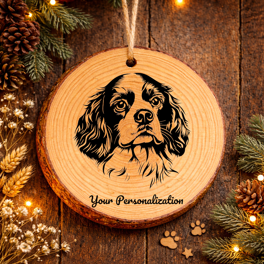 King Charles Spaniel Dog Ornament – Rustic Wooden Keepsake
