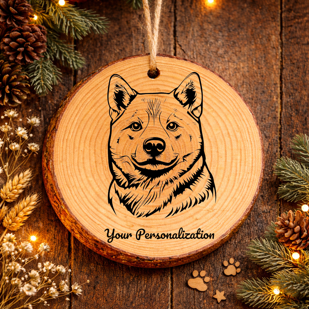 Kishu Ken Dog Ornament – Rustic Wooden Keepsake