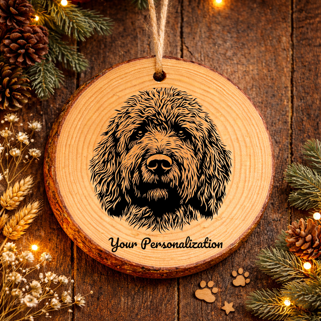 Komondor Dog Ornament – Rustic Wooden Keepsake