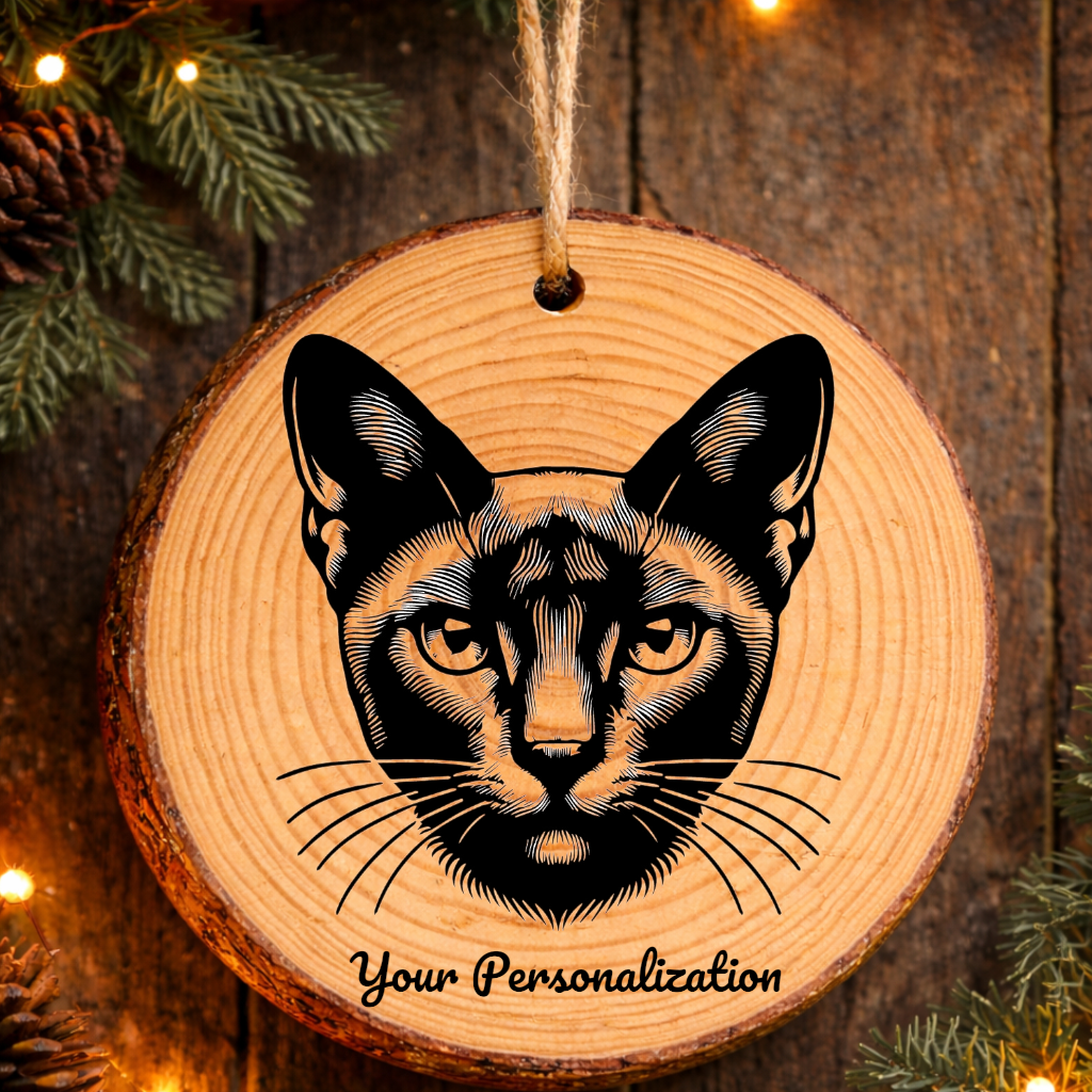 Korat Cat Rustic Pine Wooden Round Ornament