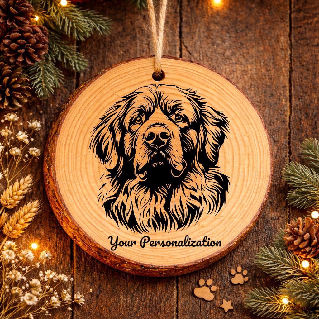 Leonberger Dog Ornament – Rustic Wooden Keepsake