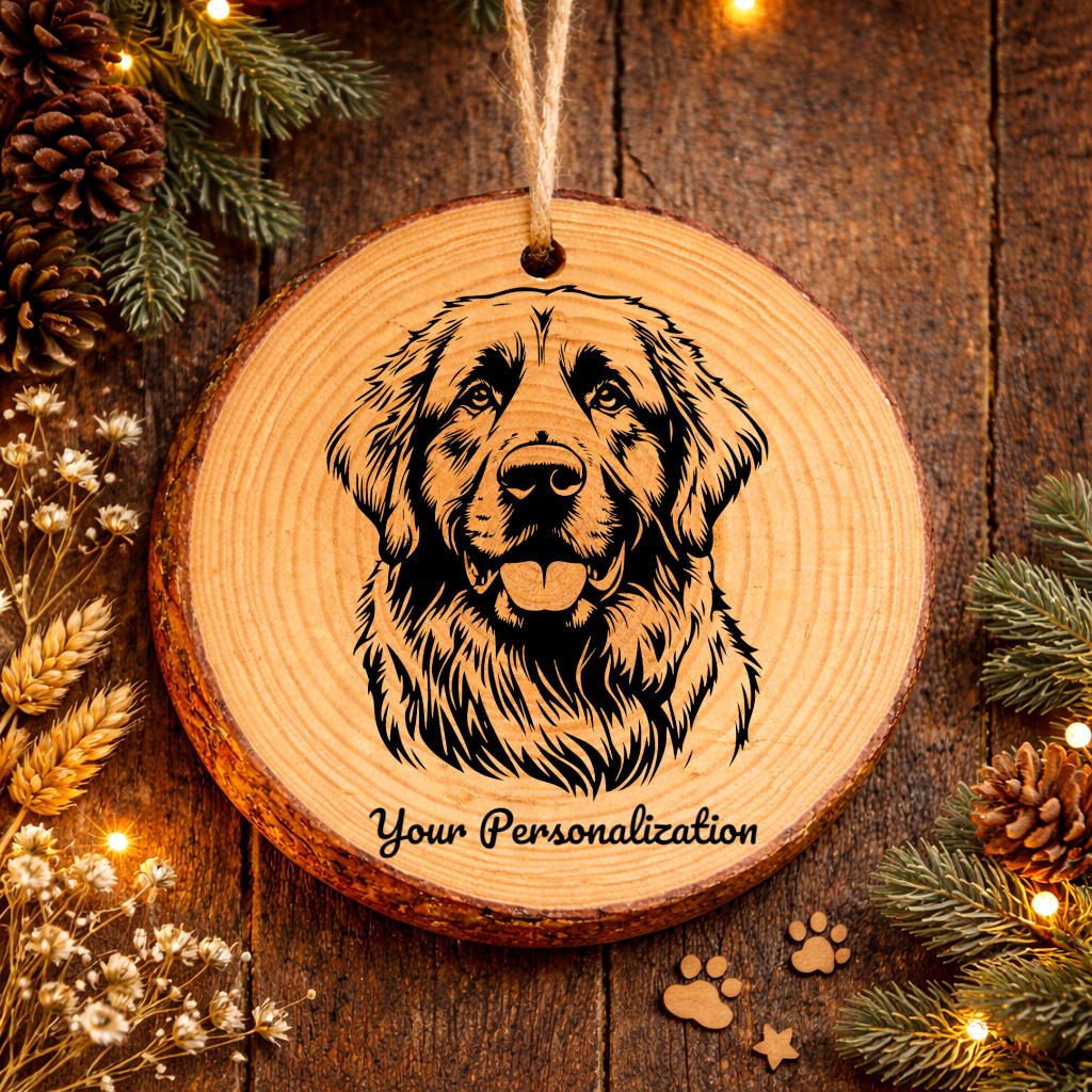 Leonberger Dog Ornament – Rustic Wooden Keepsake