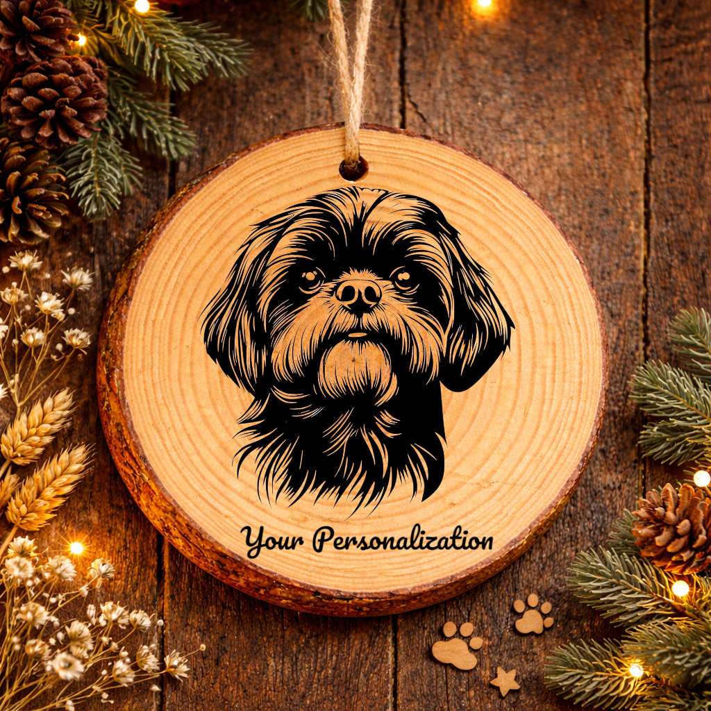 Lhasa Apso Dog Ornament – Rustic Wooden Keepsake