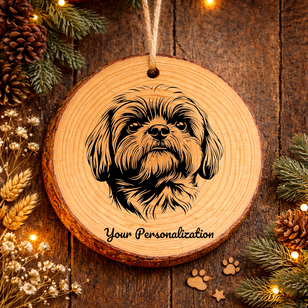 Lhasa Apso Dog Ornament – Rustic Wooden Keepsake