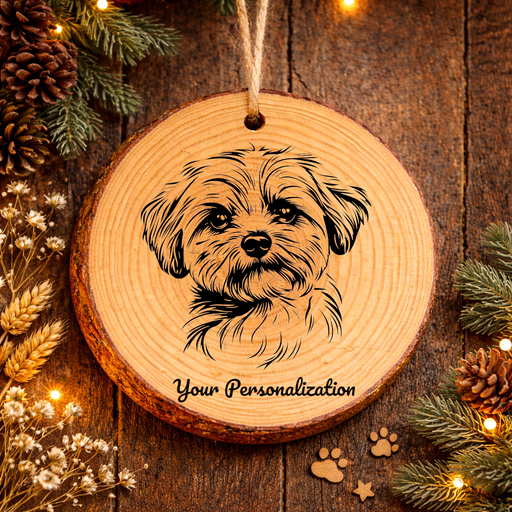 Maltese Dog Ornament – Rustic Wooden Keepsake