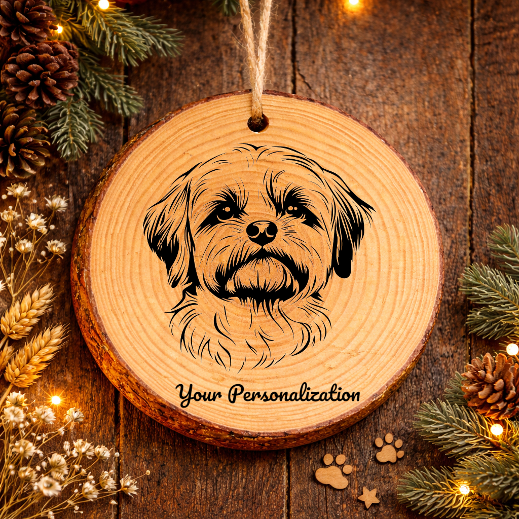 Maltese Dog Ornament – Rustic Wooden Keepsake