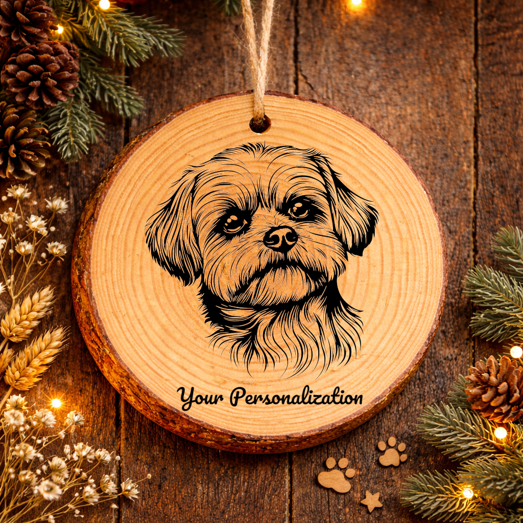 Maltese Dog Ornament – Rustic Wooden Keepsake