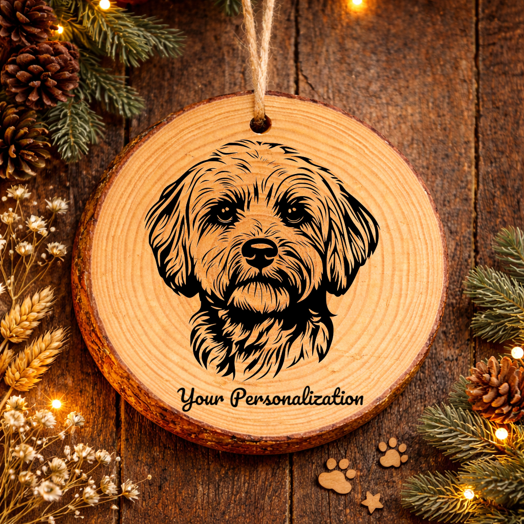 Maltipoo Dog Ornament – Rustic Wooden Keepsake