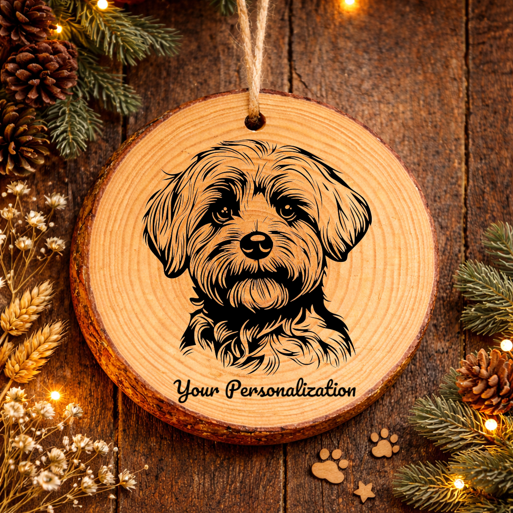 Maltipoo Dog Ornament – Rustic Wooden Keepsake
