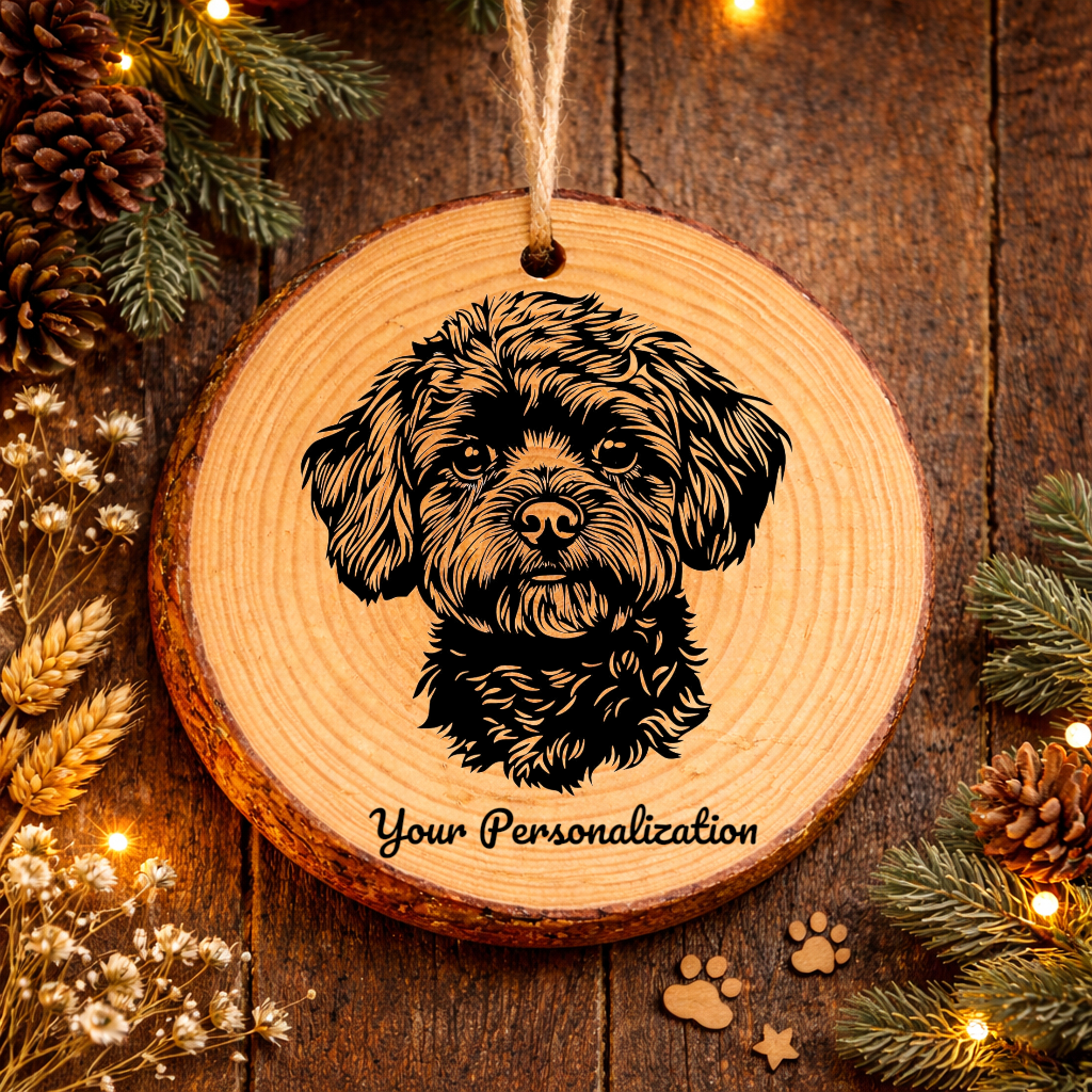 Maltipoo Dog Ornament – Rustic Wooden Keepsake
