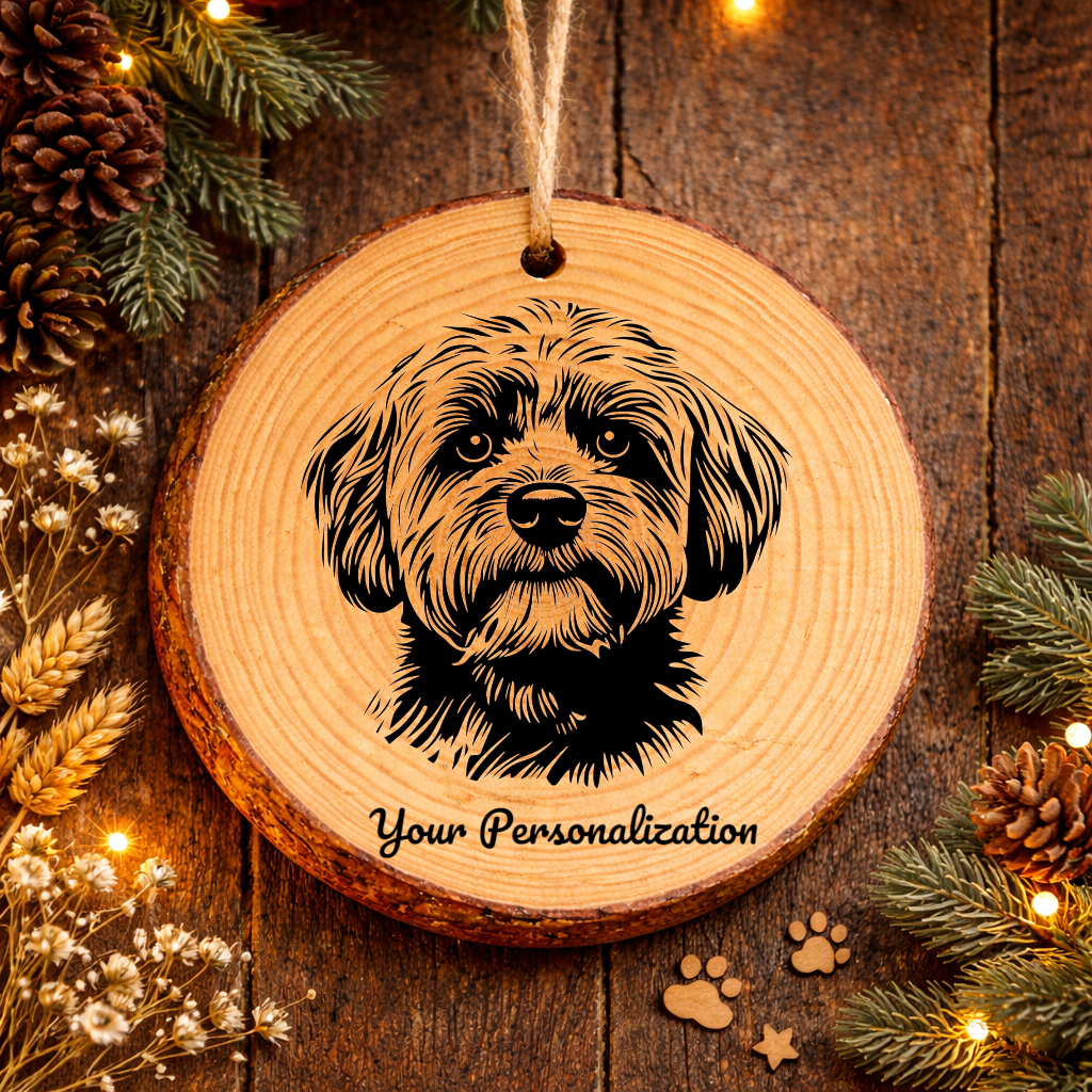 Maltipoo Dog Ornament – Rustic Wooden Keepsake