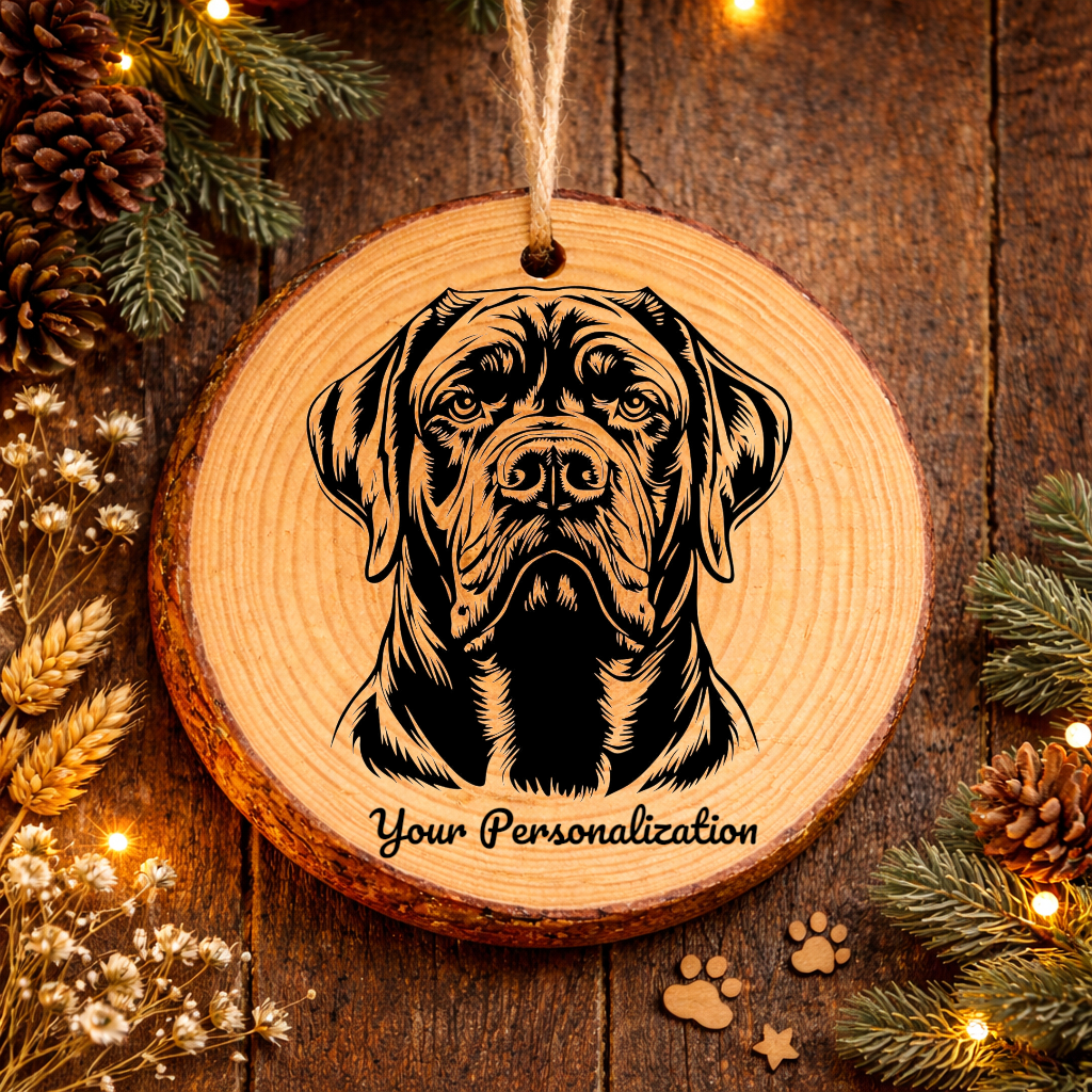 Mastiff Dog Ornament – Rustic Wooden Keepsake