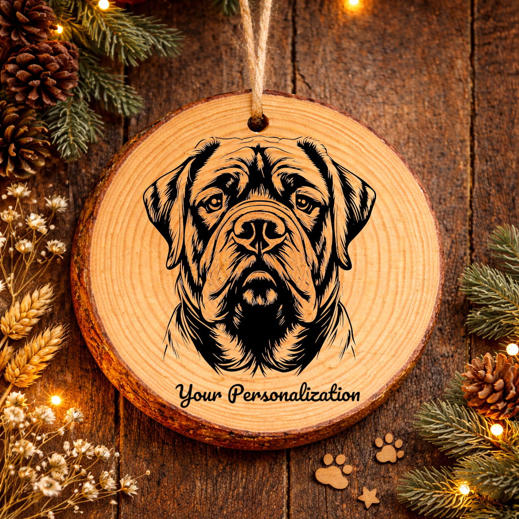 Mastiff Dog Ornament – Rustic Wooden Keepsake