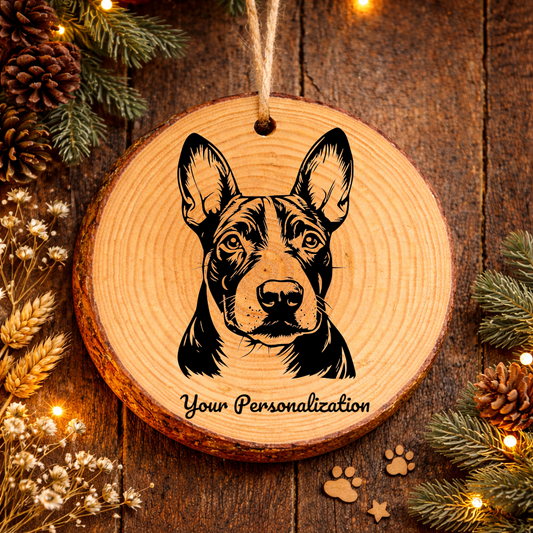Miniature Bull Terrier Dog Ornament – Rustic Wooden Keepsake
